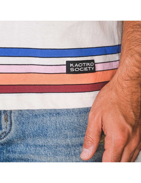 KAOTIKO TEE BREEZE STRIPES IVORY NAVY ORANGE