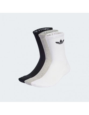 ADIDAS SOCKS CUSHIONED CREW WHITE MEDIUM GREY BLACK